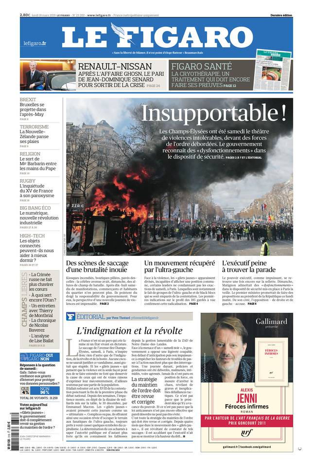Le Figaro 18 mars 2019 Le Figaro du 18 mars 2019 à télécharger sur iPad
