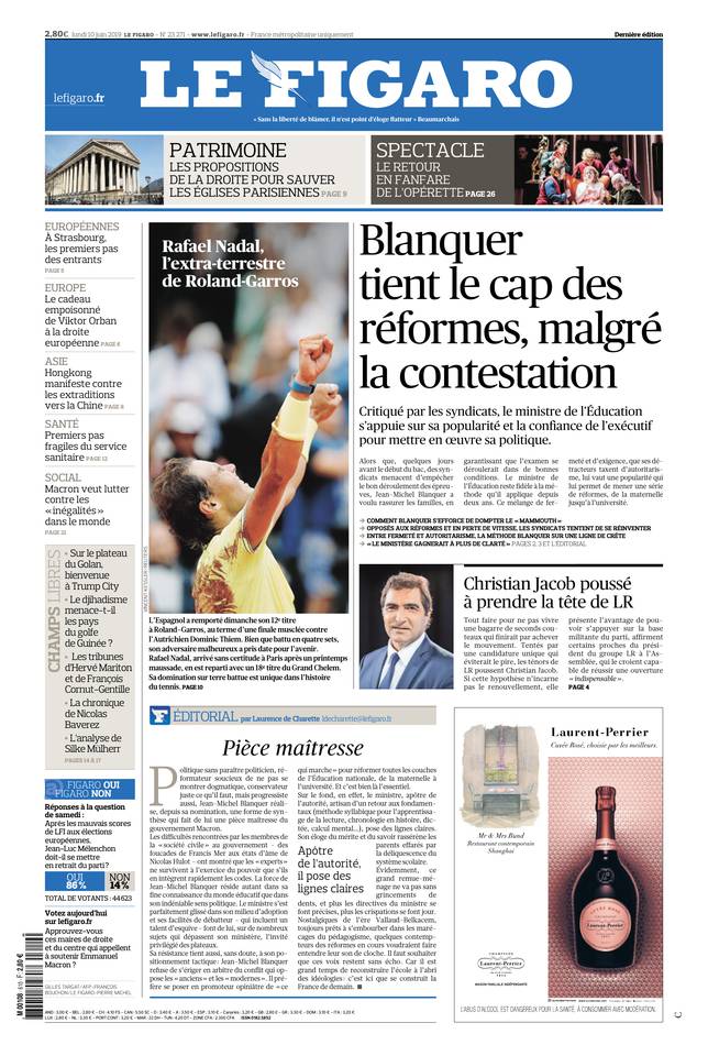 Le Figaro 10 juin 2019 Le Figaro du 10 juin 2019 à télécharger sur iPad