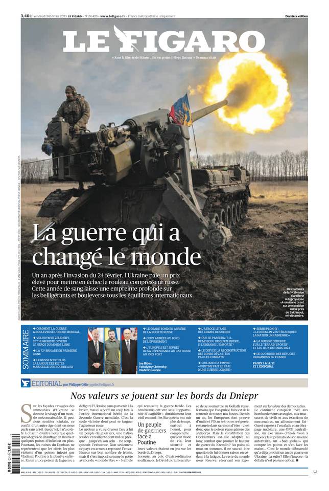 Le Figaro Une du 24 février 2023