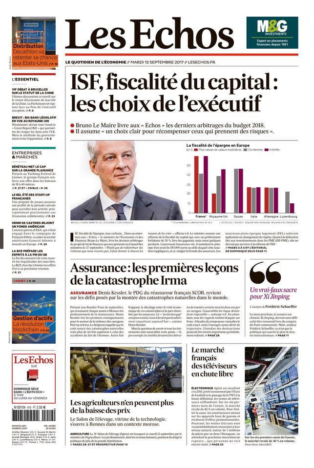 Les Echos 12 septembre 2017 Les Echos du 12 septembre 2017 à télécharger sur iPad