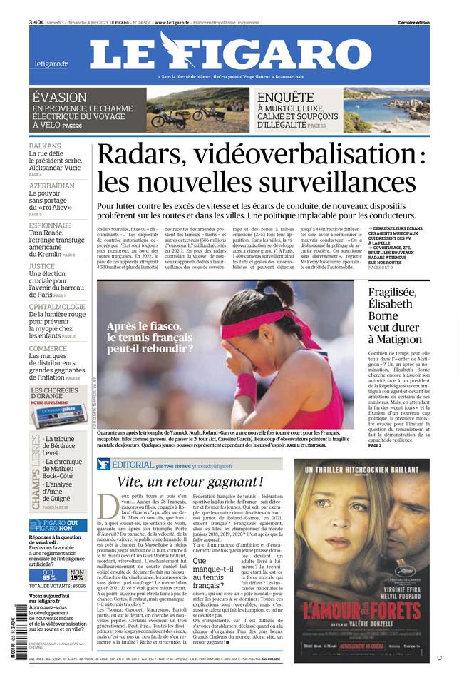 Le Figaro Une du 3 juin 2023
