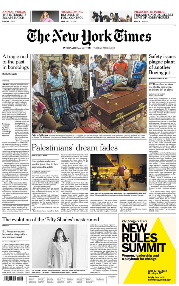 International New York Times 23 avril 2019 Abonnement International NY Times Pas Cher avec le BOUQUET ePresse.fr