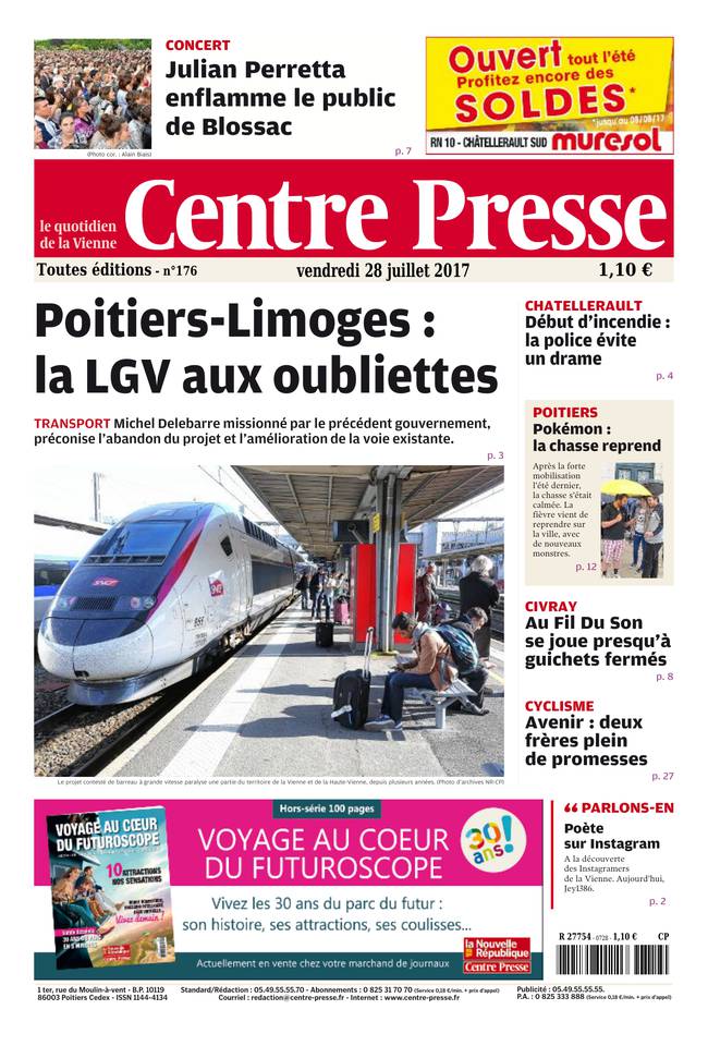 Centre Presse 28 juillet 2017 Abonnement Centre Presse Pas Cher avec le BOUQUET INFO ePresse.fr