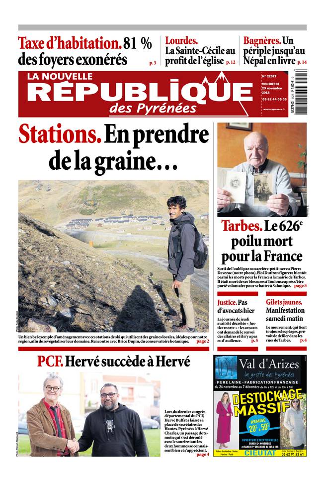 La Nouvelle République des Pyrénées 23 novembre 2018 La Nouvelle République des Pyrénées du 23 novembre 2018 à télécharger sur iPad