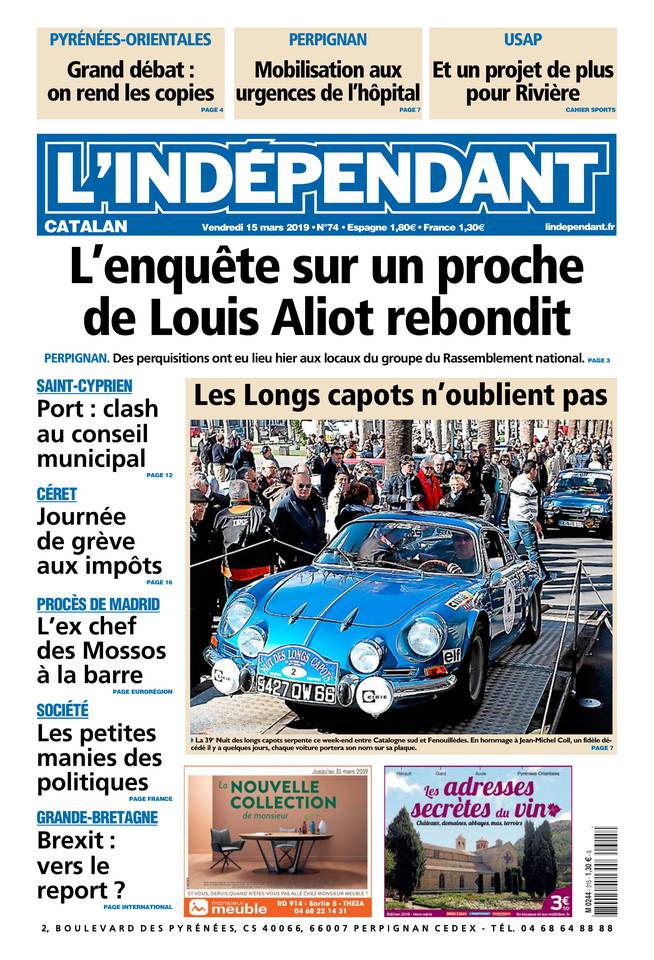 L'Indépendant 15 mars 2019 L'Indépendant du 15 mars 2019 à télécharger sur iPad