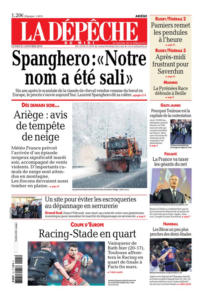 La Dépêche du Midi 21 janvier 2019 Abonnement à La Dépêche du Midi Pas Cher avec le BOUQUET ePresse.fr