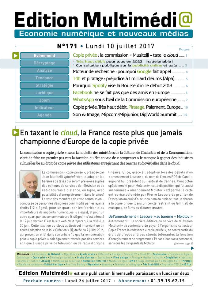 Edition Multimédi@ 10 juillet 2017 Edition Multimédi@ du 10 juillet 2017