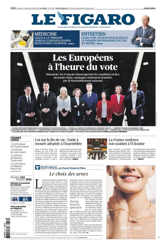 Le Figaro Une du 8 juin 2024