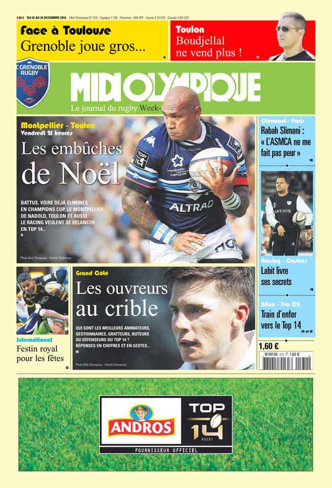 Midi Olympique Vert 22 décembre 2016 Midi Olympique Vert du 22 décembre 2016 à télécharger sur iPad