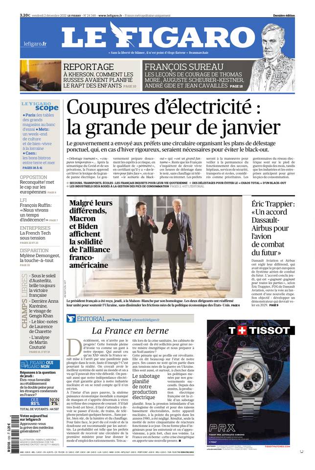 Le Figaro édition numérique du 2 décembre 2022