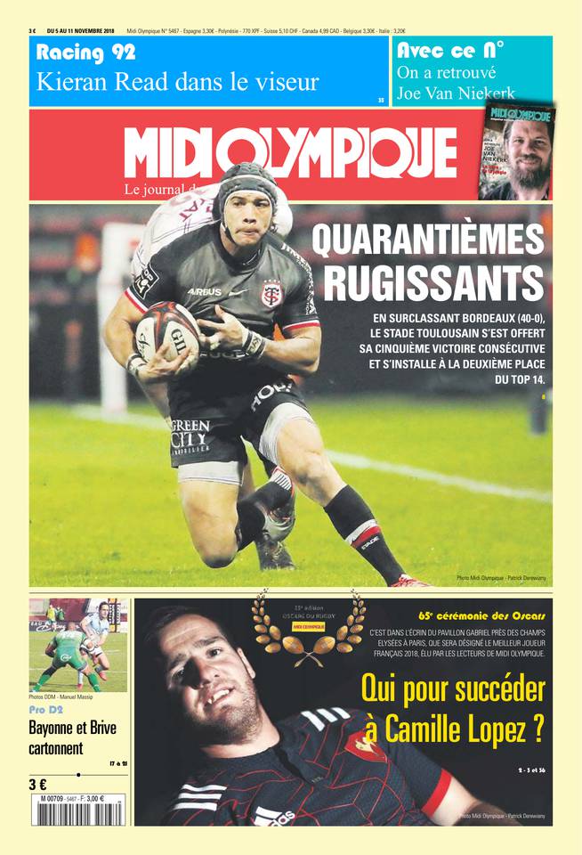Midi Olympique Rouge 05 novembre 2018 Midi Olympique Rouge N°5467 du 05 novembre 2018 à télécharger sur iPad