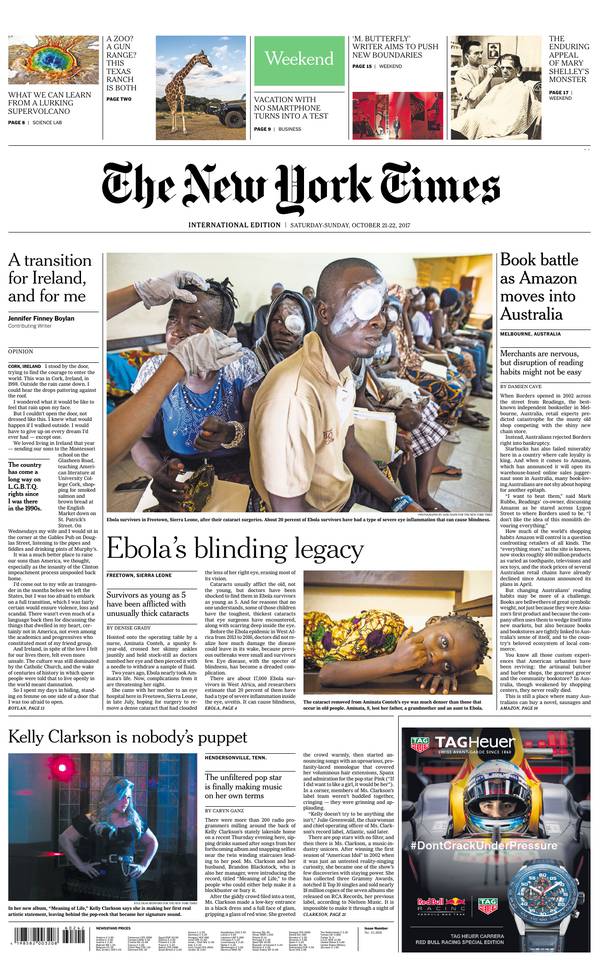 International New York Times 21 octobre 2017 Abonnement International NY Times Pas Cher avec le BOUQUET ePresse.fr