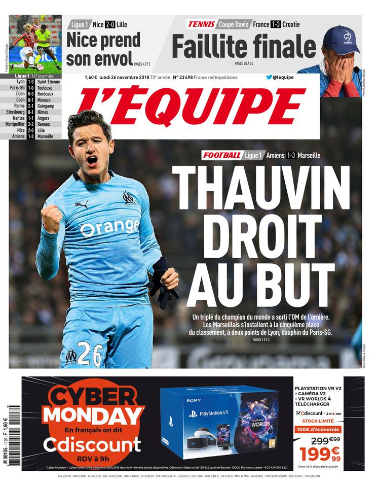 L'Équipe 26 novembre 2018 L'Équipe du 26 novembre 2018 à télécharger sur iPad