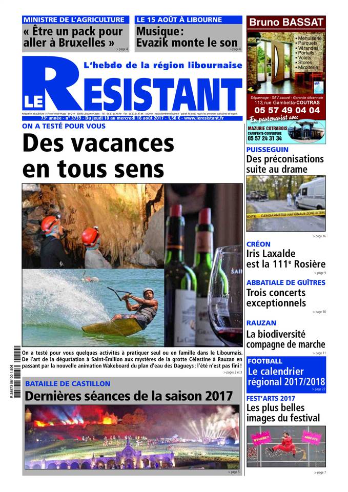 Le Résistant 10 août 2017 Le Résistant du 10 août 2017 à télécharger sur iPad