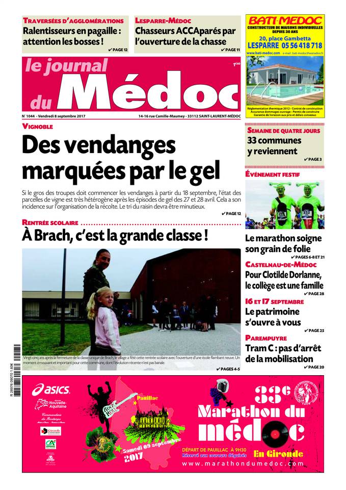 Le Journal du Médoc 07 septembre 2017 Le Journal du Médoc du 07 septembre 2017 à télécharger sur iPad