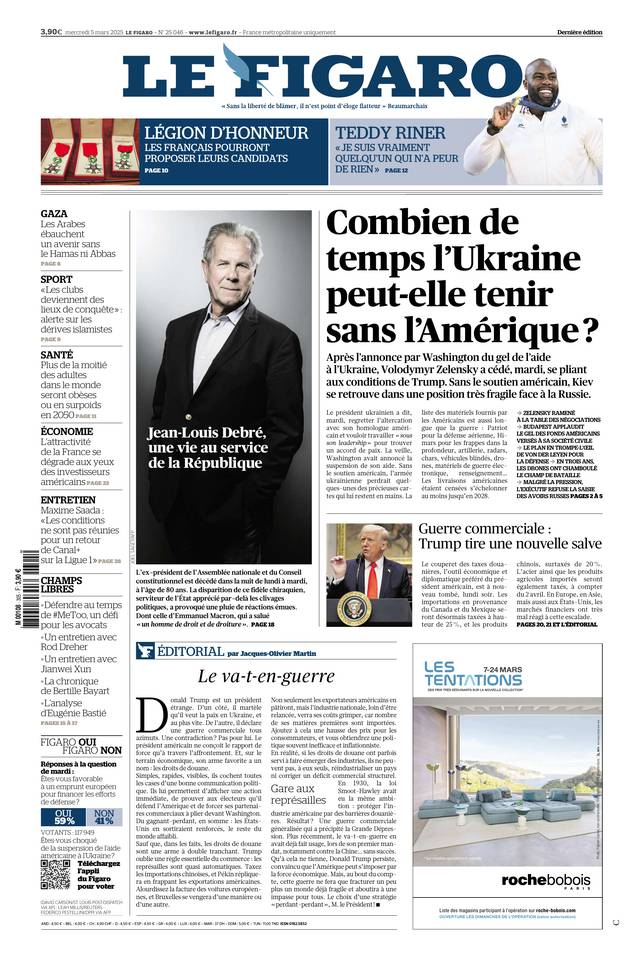 Le Figaro Une du 5 mars 2025