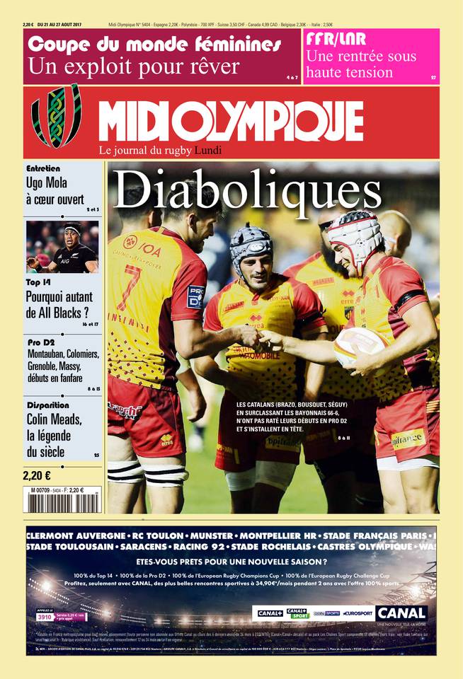 Midi Olympique Rouge 21 août 2017 Midi Olympique Rouge du 21 août 2017 à télécharger sur iPad