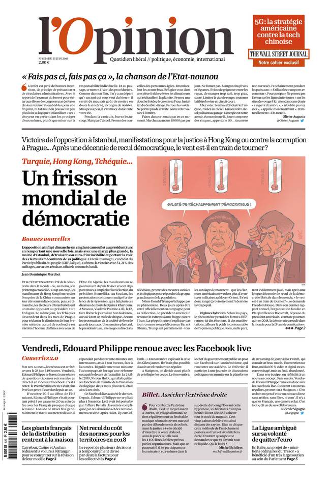 L'Opinion 25 juin 2019 Abonnement à L’Opinion Pas Cher avec le BOUQUET INFO ePresse.fr