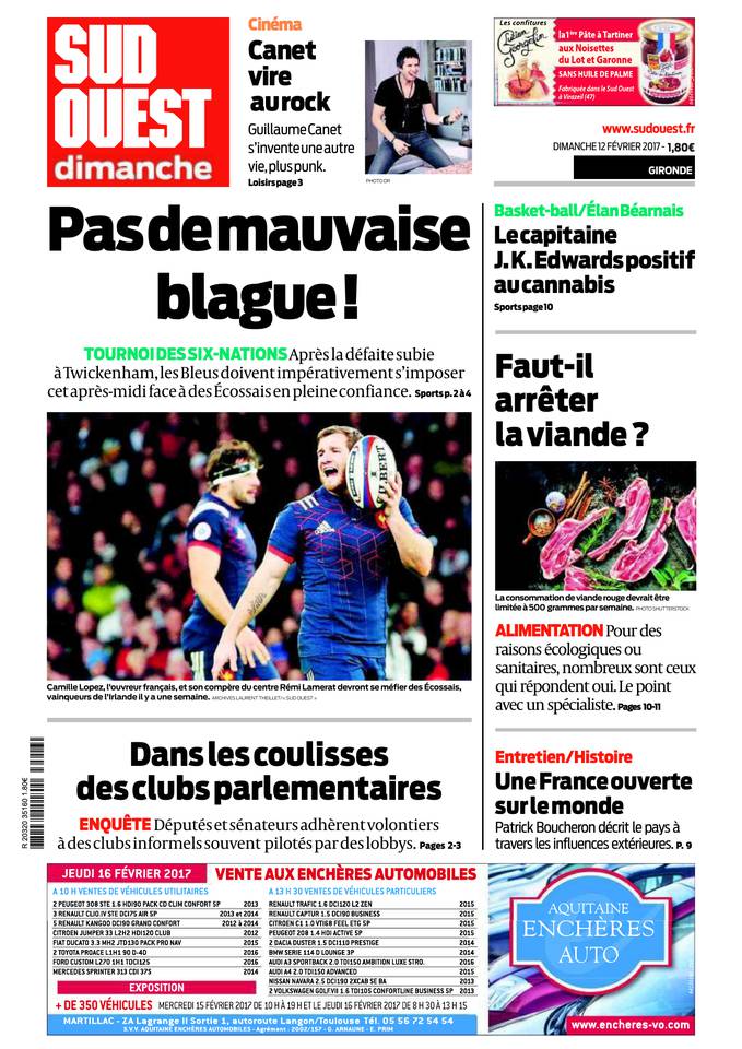 Sud Ouest Dimanche 12 février 2017 Sud Ouest Dimanche du 12 février 2017 à télécharger sur iPad