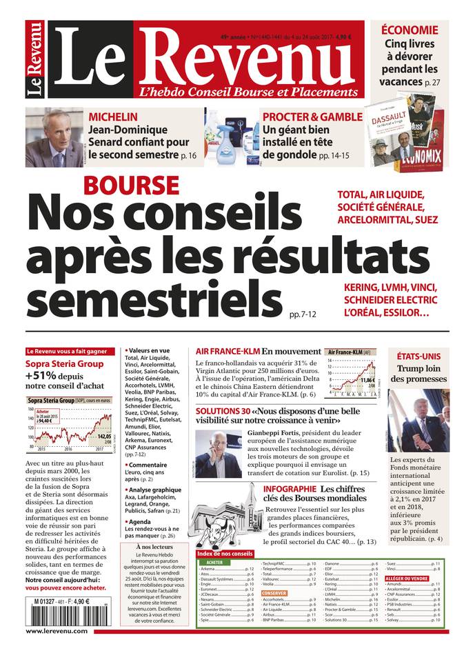 Le Revenu 03 août 2017 Abonnement Le Revenu Pas Cher avec le BOUQUET À LA CARTE ePresse.fr