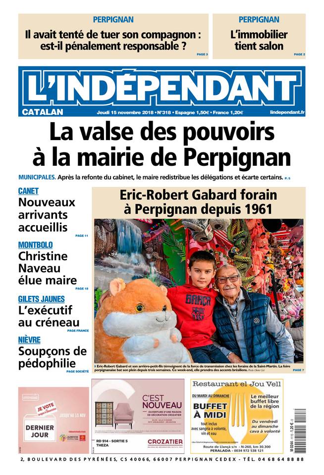 L'Indépendant 15 novembre 2018 L'Indépendant du 15 novembre 2018 à télécharger sur iPad
