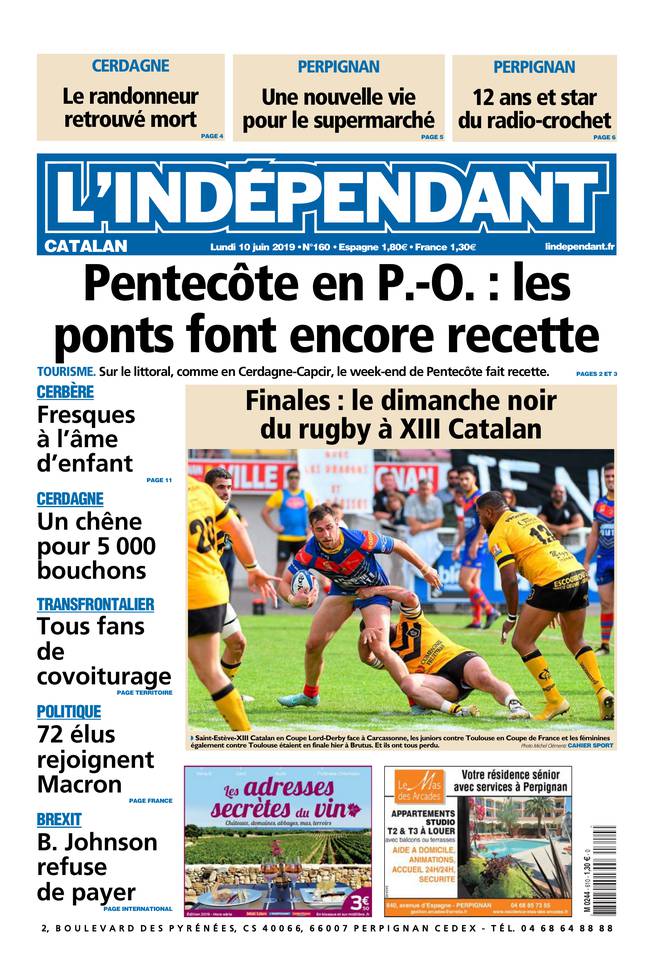 L'Indépendant 10 juin 2019 L'Indépendant du 10 juin 2019 à télécharger sur iPad