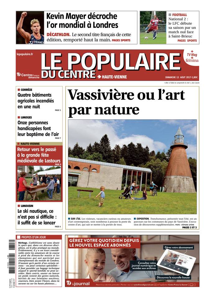 Le Populaire du Centre 13 août 2017 Le Populaire du Centre du 13 août 2017 à télécharger sur iPad