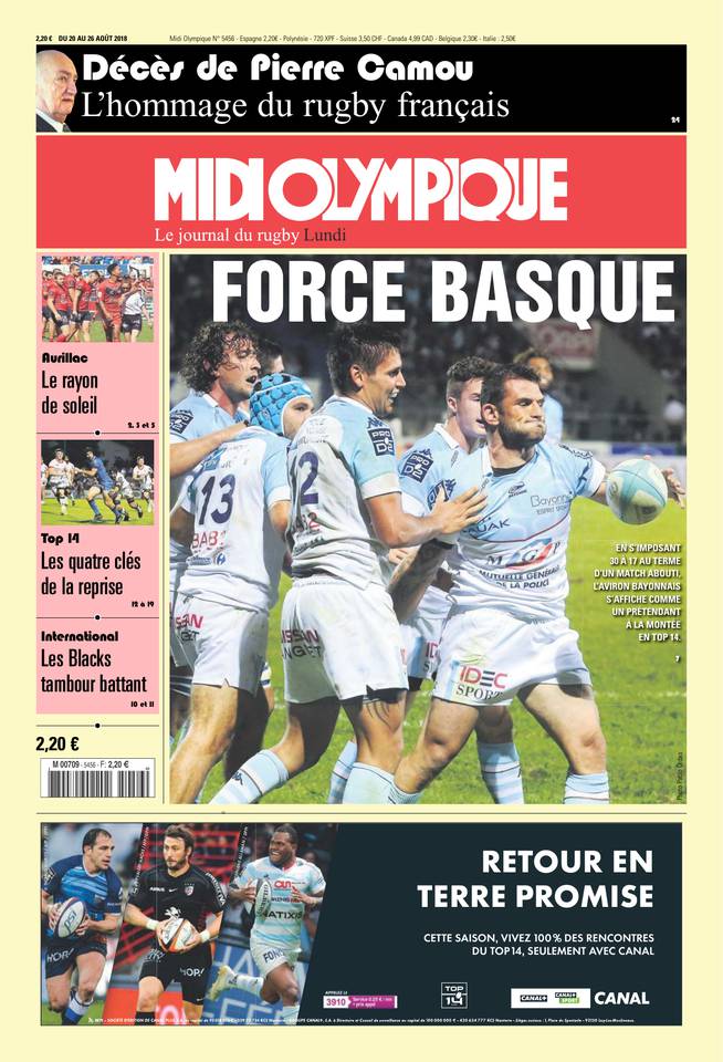 Midi Olympique Rouge 20 août 2018 Midi Olympique Rouge du 20 août 2018 à télécharger sur iPad