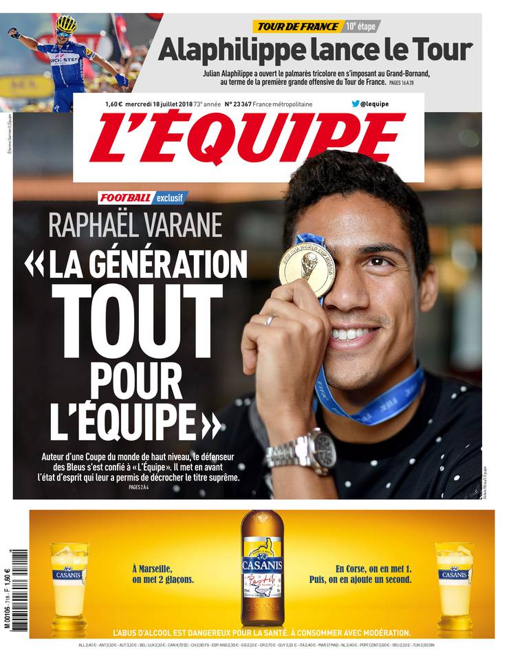 L'Équipe 18 juillet 2018 Abonnement à L'Équipe Pas Cher avec le BOUQUET SPORT ePresse.fr