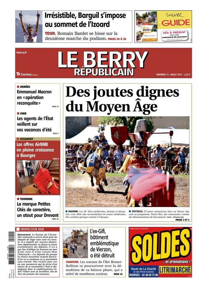 Le Berry Républicain 21 juillet 2017 Abonnement Berry Républicain Pas Cher avec le BOUQUET ePresse.fr