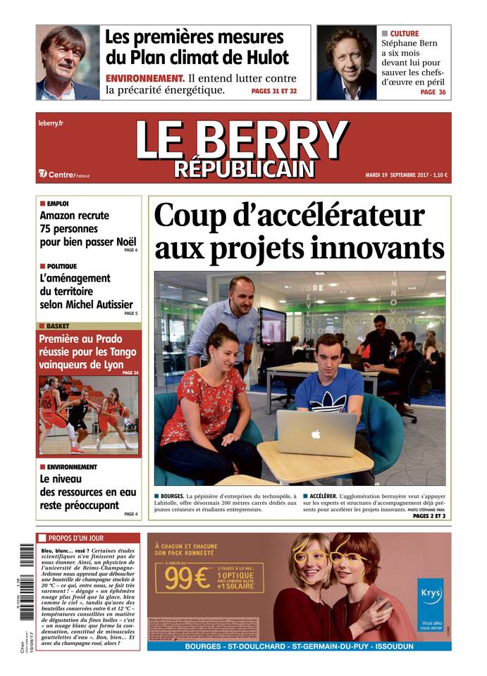 Le Berry Républicain 19 septembre 2017 Abonnement Berry Républicain Pas Cher avec le BOUQUET ePresse.fr