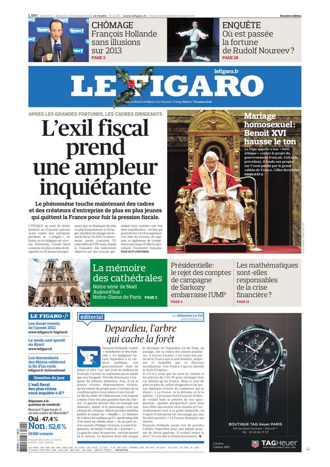Le Figaro 22 décembre 2012 Le Figaro du 22 décembre 2012 à télécharger sur iPad