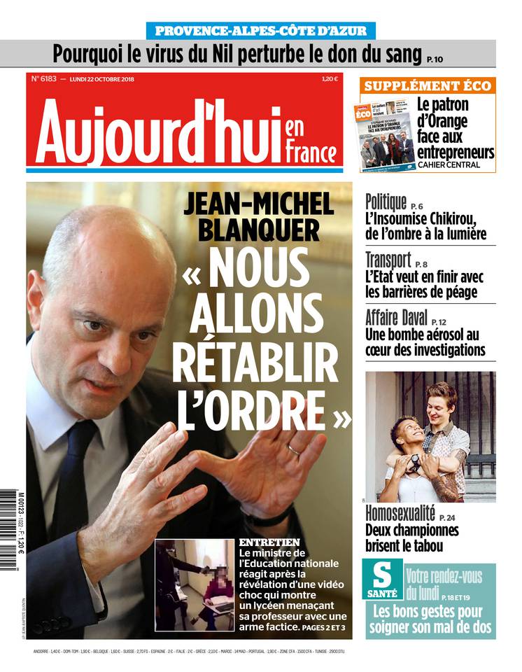 Aujourd'hui en France 22 octobre 2018 Aujourd'hui en France du 22 octobre 2018 à télécharger sur iPad
