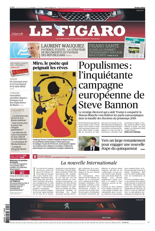Le Figaro 08 octobre 2018 Le Figaro du 08 octobre 2018 à télécharger sur iPad