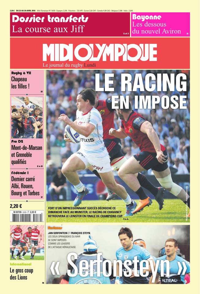 Midi Olympique Rouge 23 avril 2018 Midi Olympique Rouge N°5439 du 23 avril 2018 à télécharger sur iPad