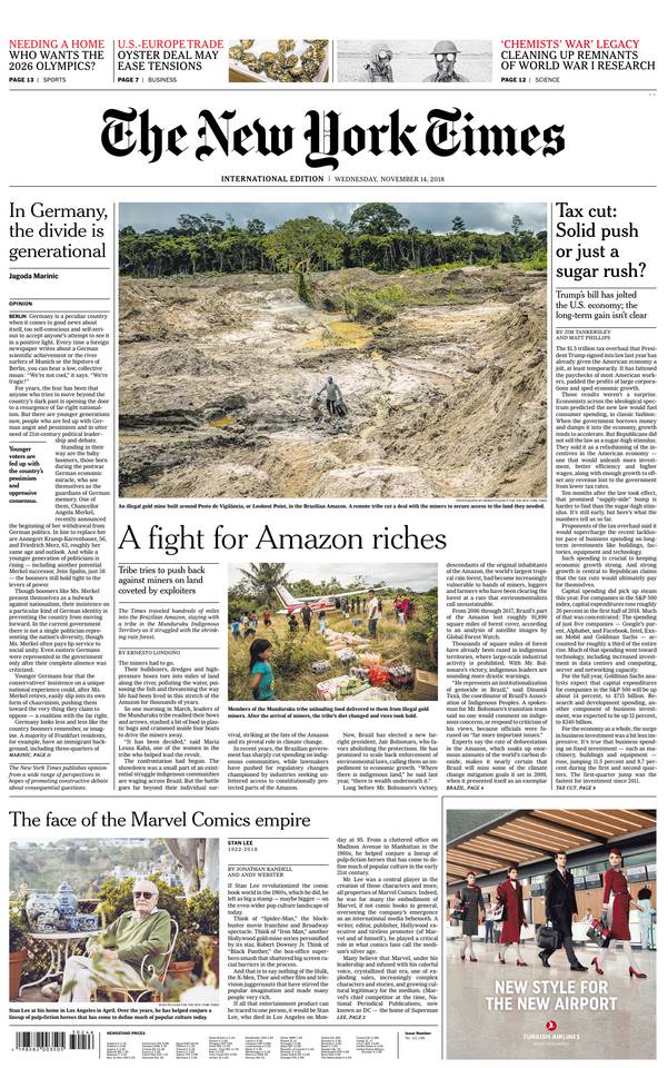 International New York Times 14 novembre 2018 Abonnement International NY Times Pas Cher avec le BOUQUET ePresse.fr