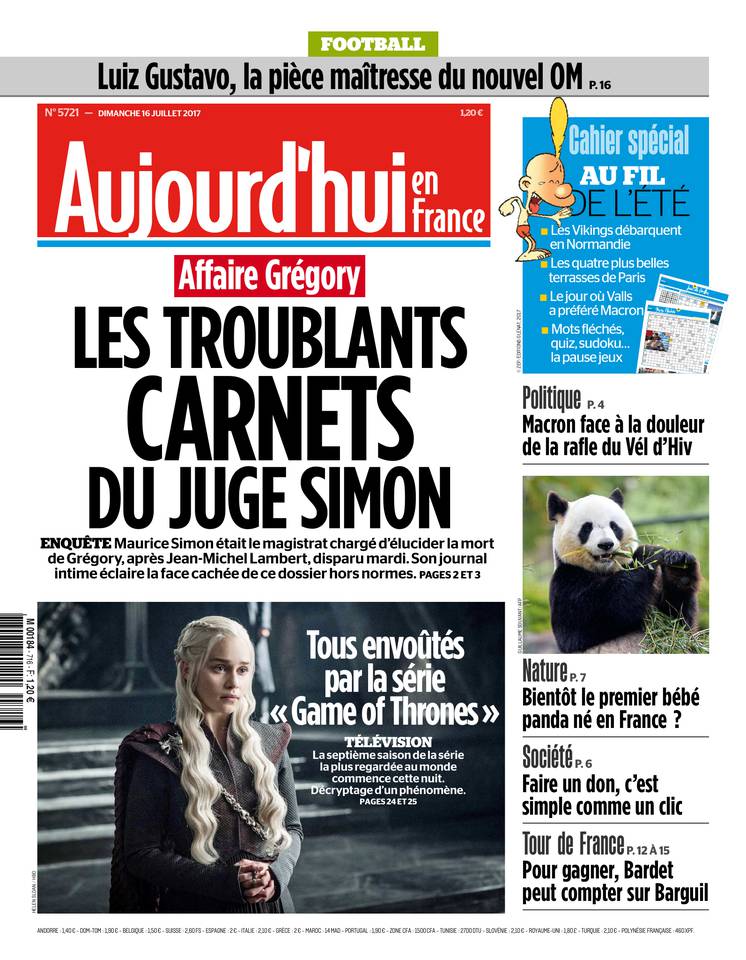 Aujourd'hui en France 16 juillet 2017 Aujourd'hui en France du 16 juillet 2017 à télécharger sur iPad