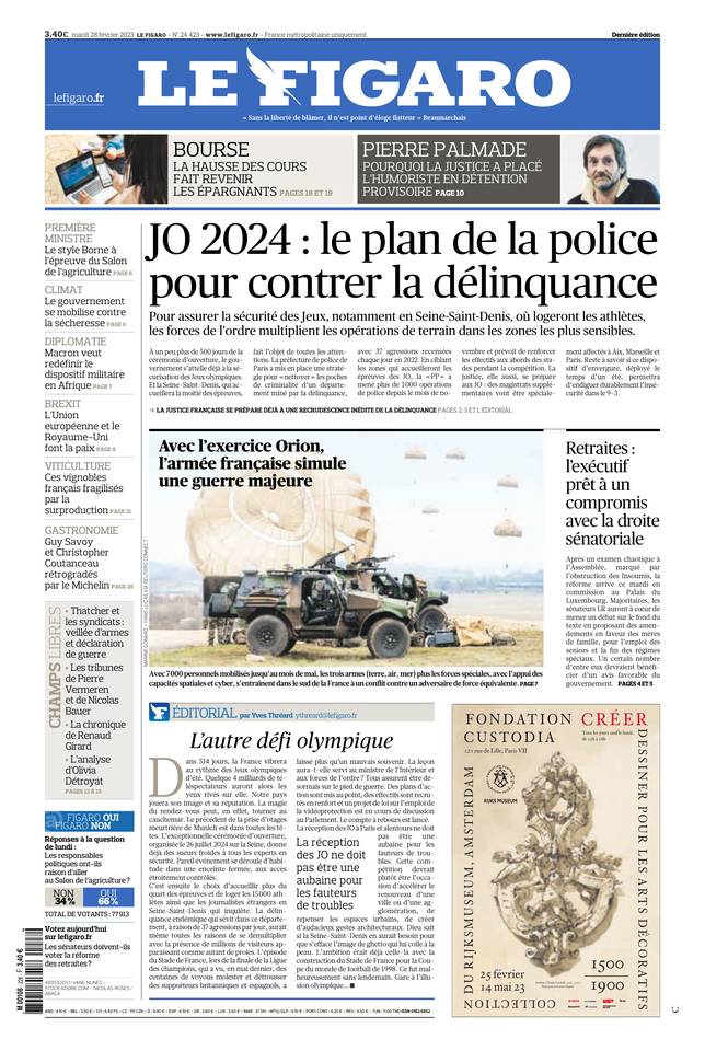 Le Figaro Une du 28 février 2023