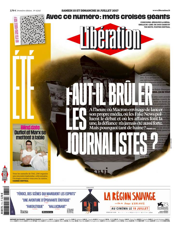 Libération 15 juillet 2017 Libération du 15 juillet 2017 à télécharger sur iPad