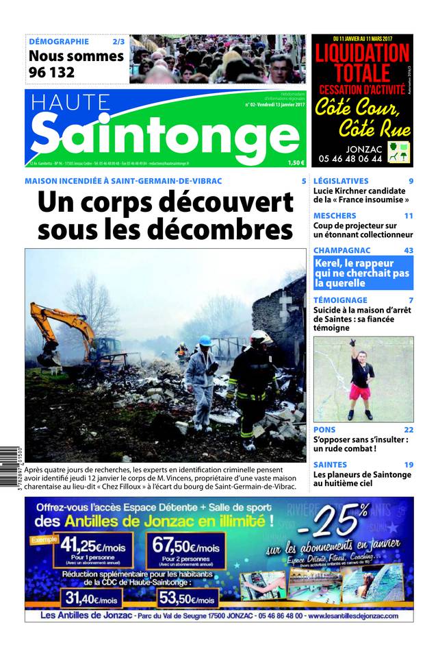 Haute Saintonge 13 janvier 2017 Haute Saintonge du 13 janvier 2017 à télécharger sur iPad