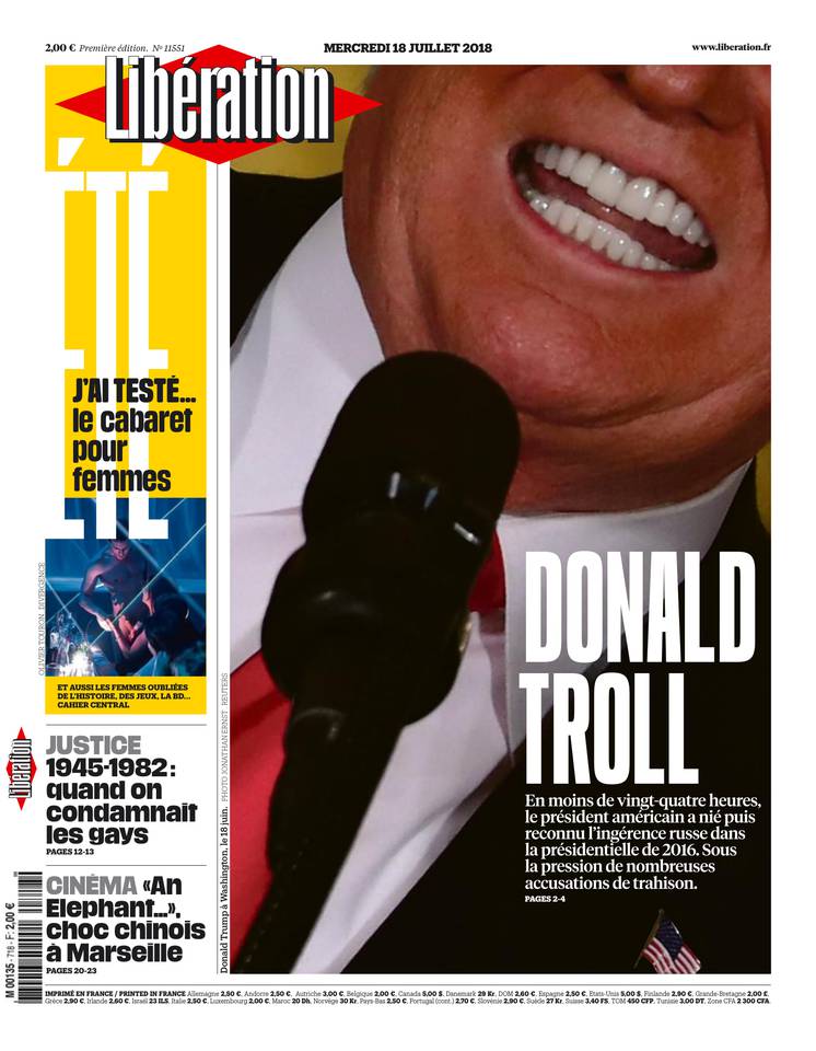 Libération 18 juillet 2018 Libération du 18 juillet 2018 à télécharger sur iPad