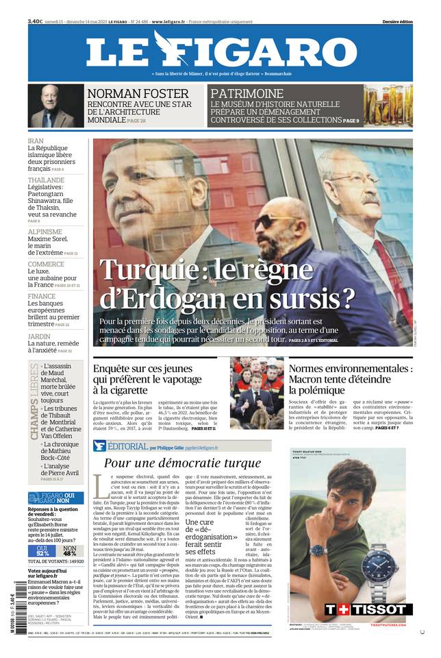 Le Figaro Une du 13 mai 2023