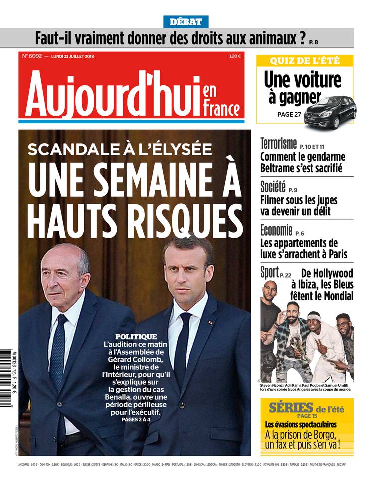 Aujourd'hui en France 23 juillet 2018 Aujourd'hui en France du 23 juillet 2018 à télécharger sur iPad