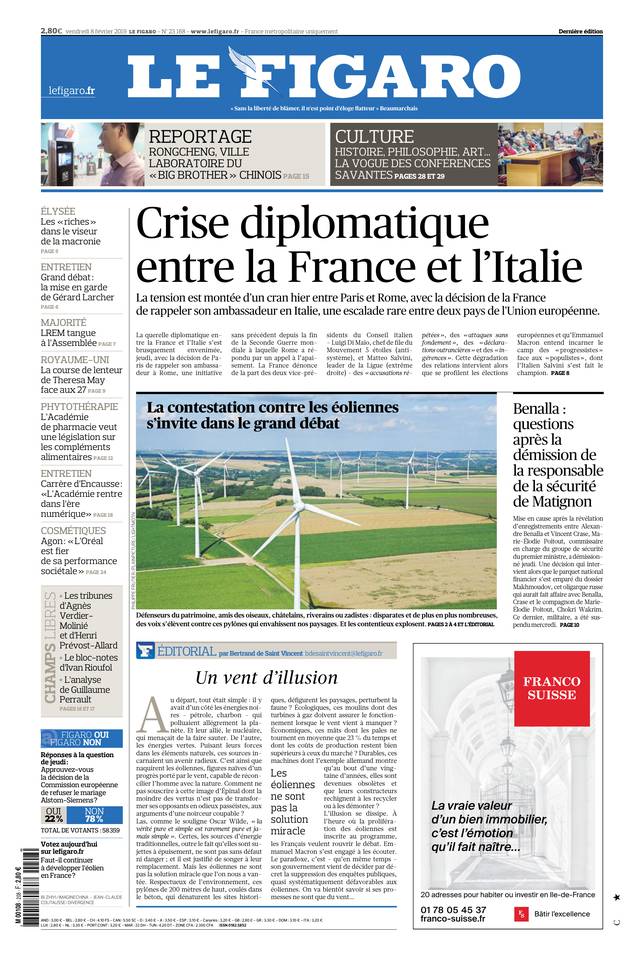 Le Figaro Une du 8 février 2019