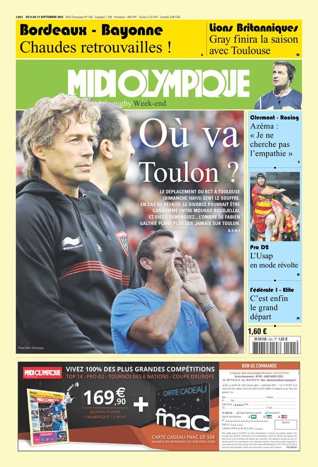 Midi Olympique Vert 09 septembre 2016 Midi Olympique Vert du 09 septembre 2016 à télécharger sur iPad