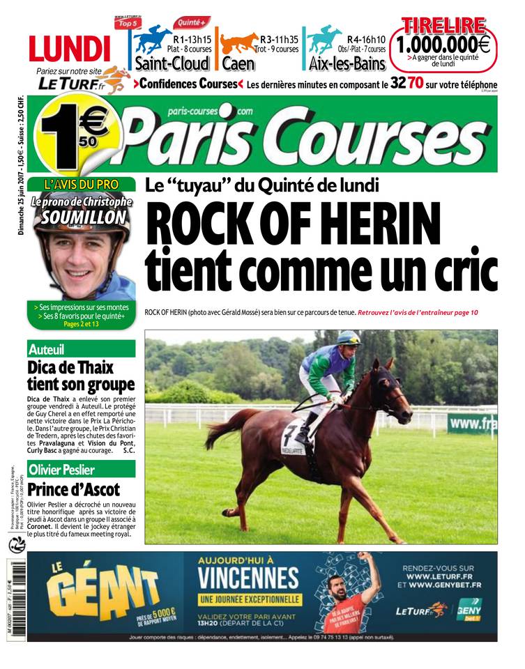 Paris Courses 25 juin 2017 Abonnement Paris Courses Pas Cher avec le BOUQUET ePresse.fr