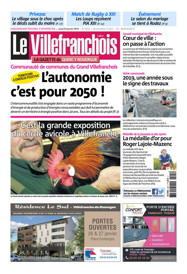 Le Villefranchois 24 janvier 2019 Le Villefranchois du 24 janvier 2019 à télécharger sur iPad