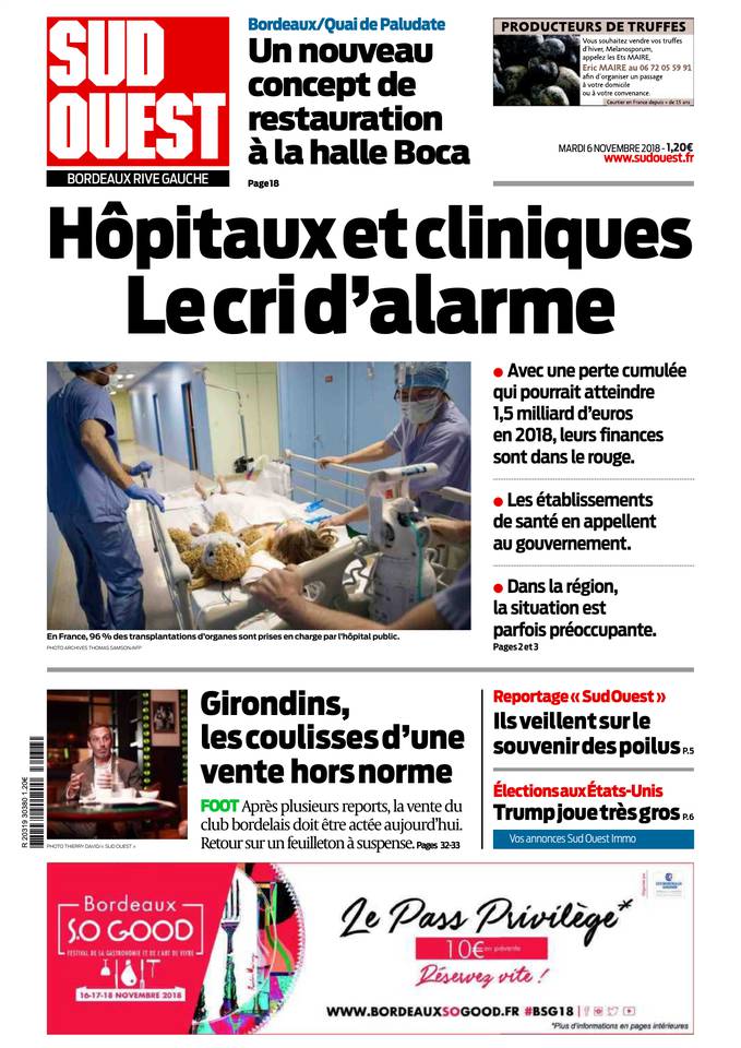 Sud Ouest 06 novembre 2018 Sud Ouest du 06 novembre 2018 à télécharger sur iPad