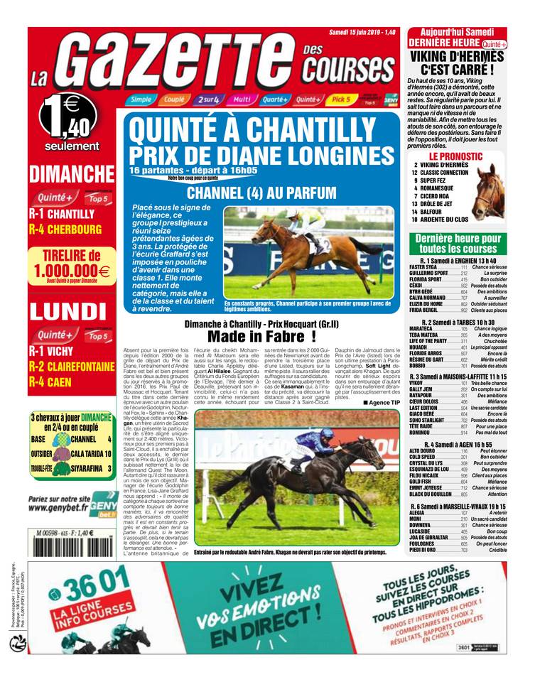 La Gazette des courses 15 juin 2019 Abonnement La Gazette des Courses Pas Cher avec le BOUQUET ePresse.fr
