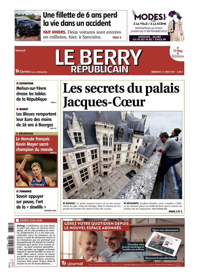 Le Berry Républicain 13 août 2017 Le Berry Républicain du 13 août 2017 à télécharger sur iPad